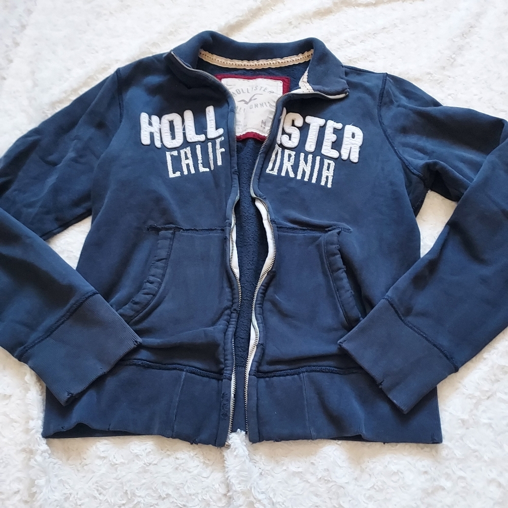 2000 Hollister Navy Blue Zip-Up Hoodie Jacket